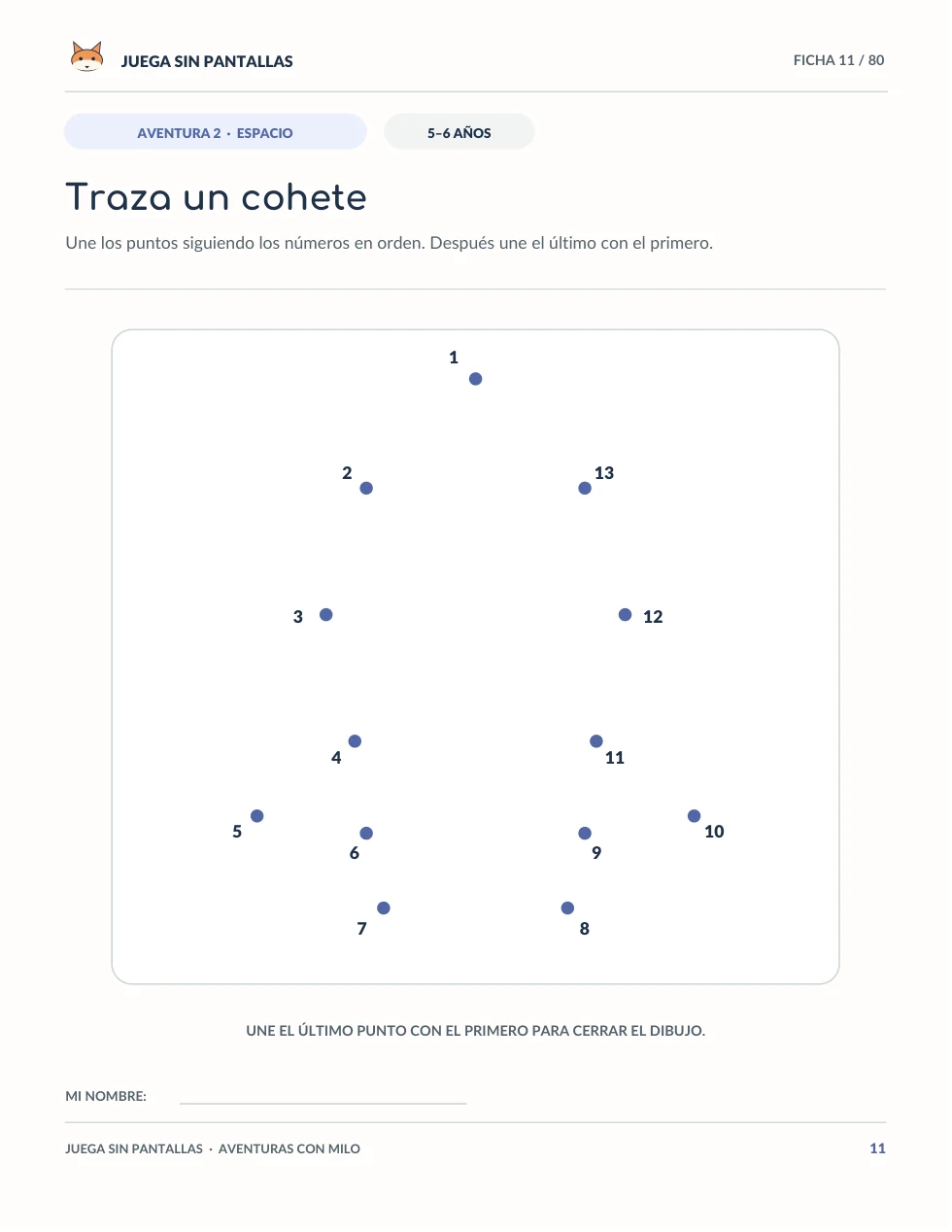 Página real: Traza un cohete